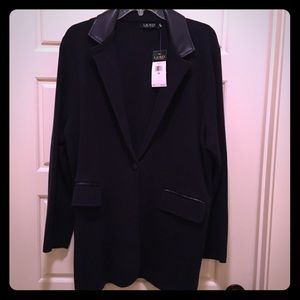 Ralph Lauren Leather-Trimmed Sweater Blazer